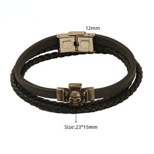 1 Piece Daily Series Leather knitted Stainless Steel Silver Color Men's Chain Bracelets h5 