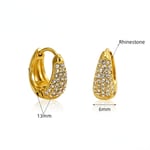 Gold color / 1 Pair Luxurious Series Modern Daily Stainless Steel Gold Color Women's Hoop Earrings 