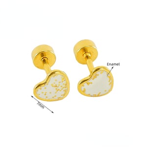 1 Pair Fashionable Series Cute Heart Shape Stainless Steel Gold Color Women's Stud Earrings h5 