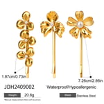 Gold color / 1 Set Simple Series Sweet Flowers Stainless Steel  Gold Color Artificial Pearl Women's Hair Clips Picture2