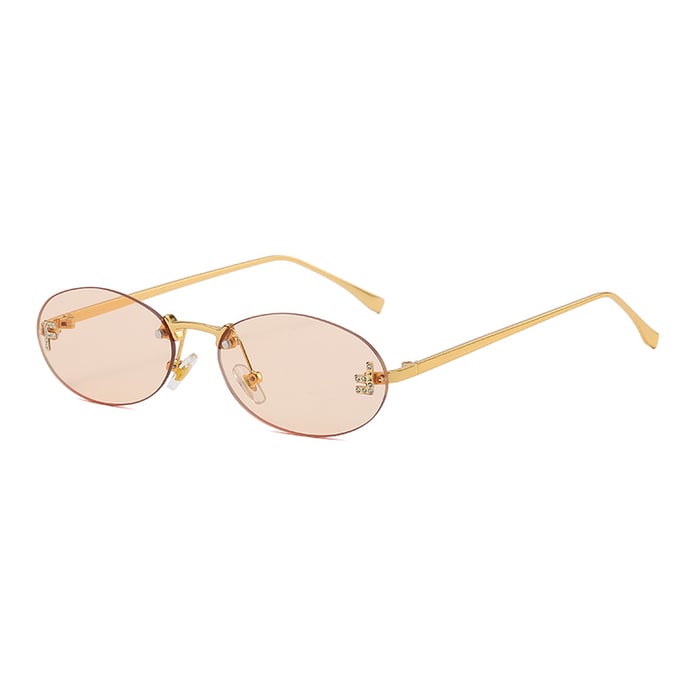 1 Pair Retro Series Classic Solid Color Alloy Oval Women's Sunglasses 