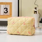 Yellow / 1 Piece Chic Plaid Bowknot Portable Large Capacity With Random Printing Design Women's Quilted Cosmetic Bags Picture2