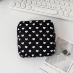 Negro / 1 pieza de la serie Fashion Heart, artículos de tocador portátiles de gran capacidad con diseño de impresión aleatoria, bolsas de cosméticos cuadradas para mujer Imagen2