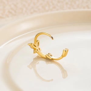 1 Piece Simple Series Classic Butterfly Copper Gold Color Material Zircon Women's Hoop Earrings h5 Picture2