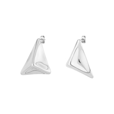 1 Pair Sleek Series Daily Three-dimensional Triangle Titanium Steel Gold Color Women's Stud Earrings h5 