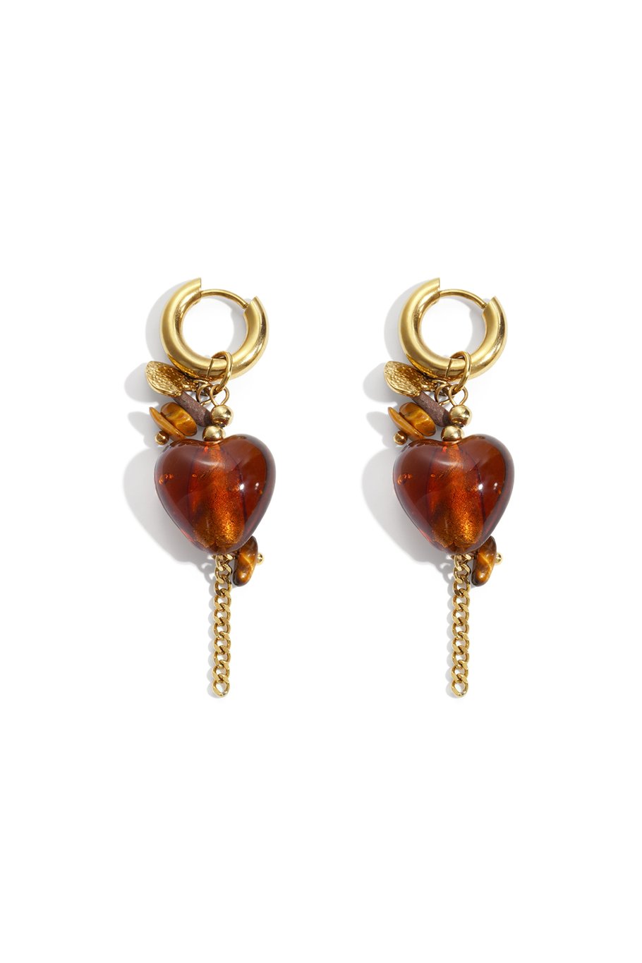 Boucles d&#39;oreilles pendantes en acier inoxydable, série Heart Daily Simple, bijoux pour femmes 