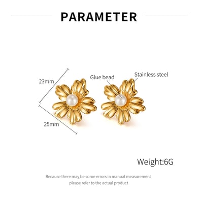 1 Pair Simple Series Daily Plant Stainless Steel   Gold Color  Women's Stud Earrings h5 Picture2
