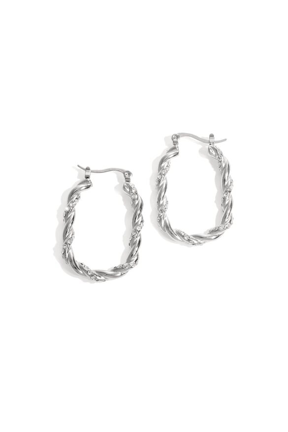 Boucles d&#39;oreilles créoles rectangulaires en acier inoxydable, style décontracté, simple et quotidien, bijoux pour femmes