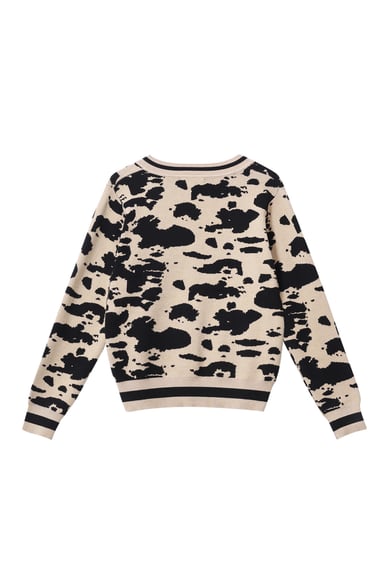 Lijm (menselijk katoen) Gebreide truien Luipaardprint Casual Herfst/Winterkleding h5 Afbeelding2