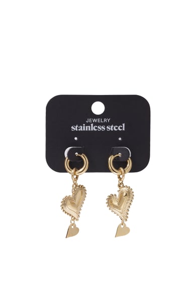 Boucles d&#39;oreilles pendantes en acier inoxydable, style cœur, décontractées, simples et quotidiennes, bijoux pour femmes h5 Image4