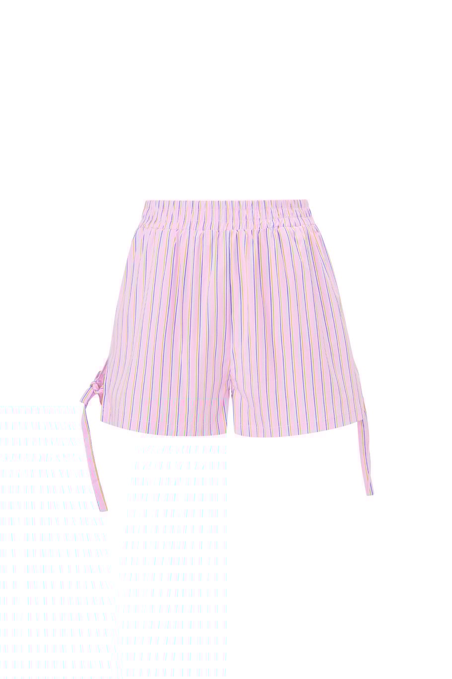 Bağcıklı Pinstripe Şort - Pembe 