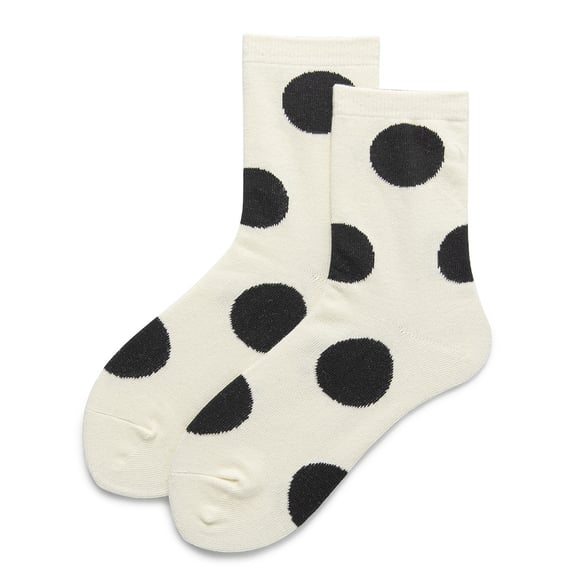 1 Pair  Adorable Polka Dot Color - Blocking Women's Mid - Calf Socks