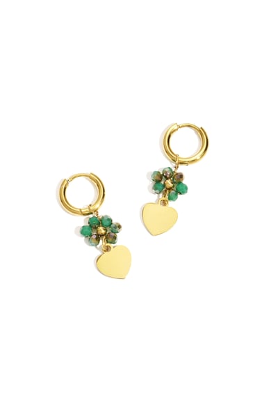 Pendientes colgantes de acero inoxidable con diseño de flores, estilo casual, diario, sencillo, para mujer. h5 Imagen2