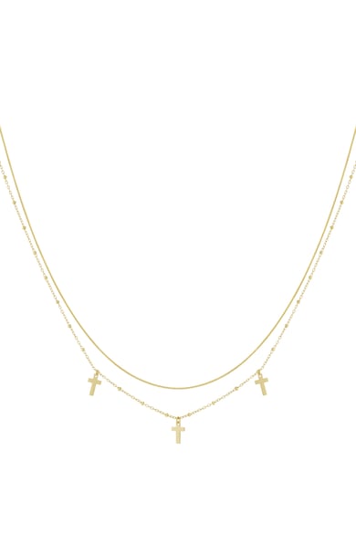 Collares en capas de acero 304S con diseño de cruz, estilo casual, diario y sencillo, joyería para mujer. h5 