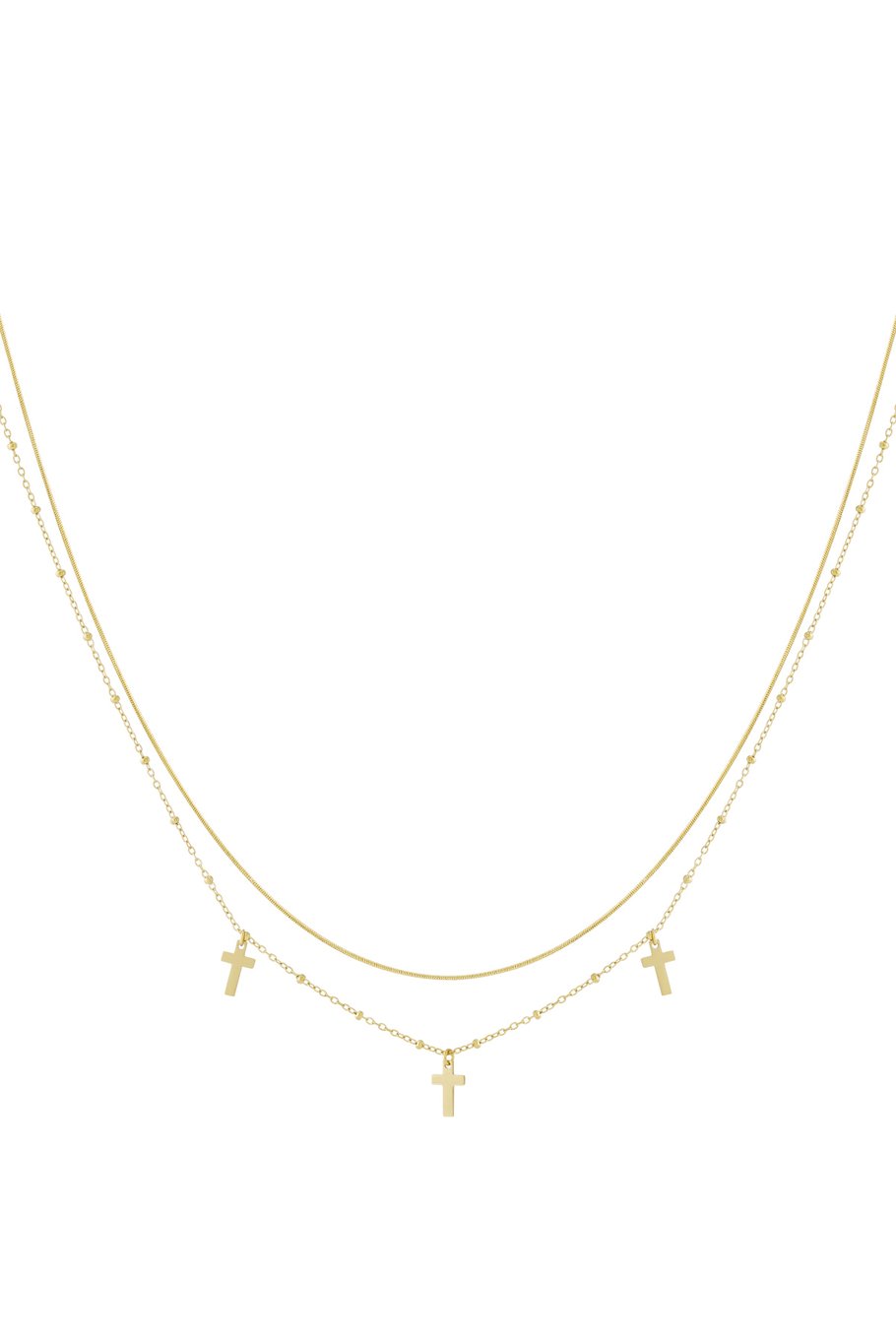 Collares en capas de acero 304S con diseño de cruz, estilo casual, diario y sencillo, joyería para mujer. 