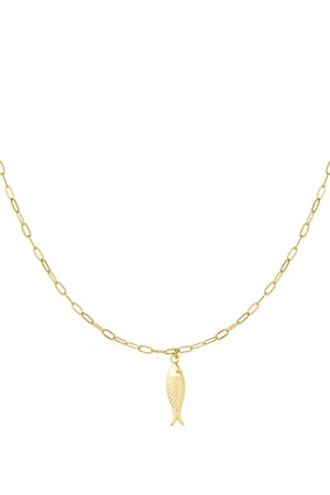 Fish charm necklace - Gold color h5 