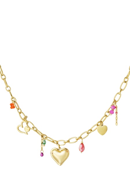 Colorful Love charm necklace - Gold color 2