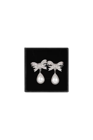 Classic bow & pearl earrings - Silver Color color h5 