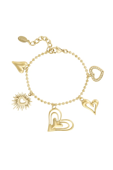 Pulsera corazones enamorados - Color dorado 2