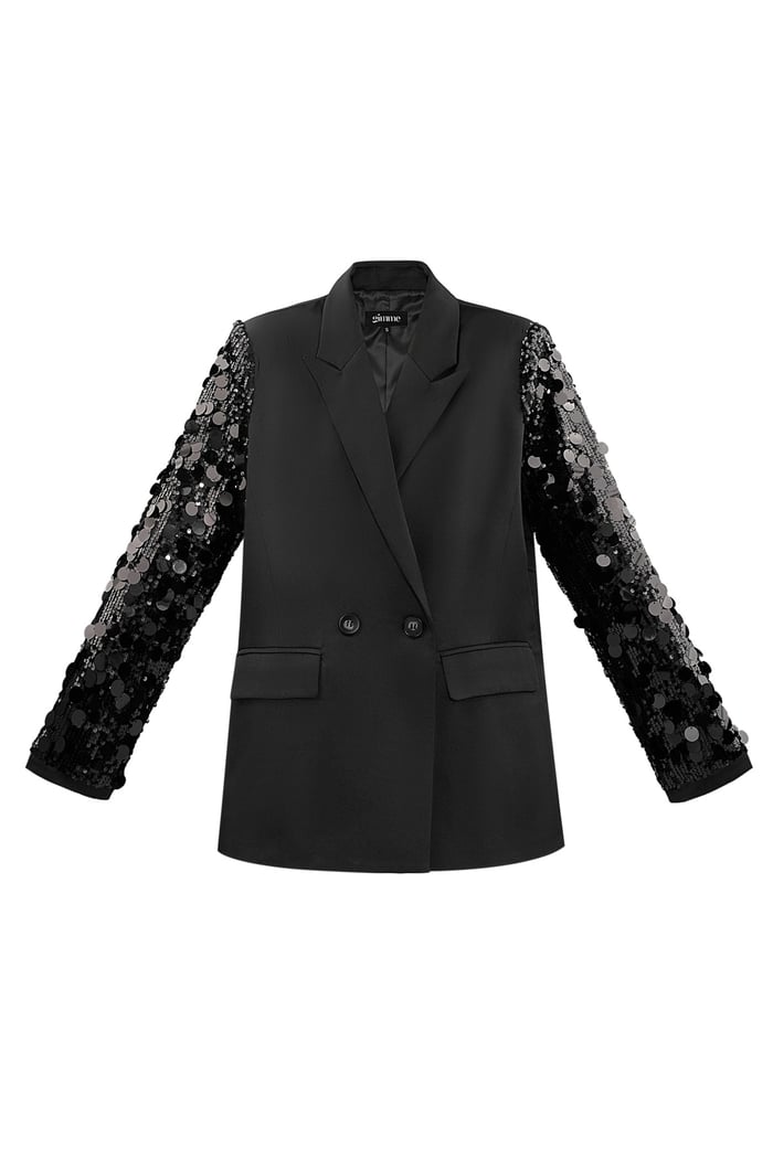 Statement-Blazer mit Pailletten - Schwarz 