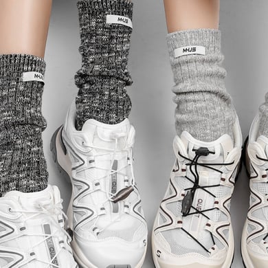 1 paire de chaussettes mi-mollet rétro en coton à blocs de couleurs pour femme h5 Image4