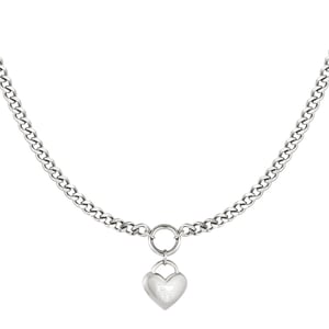 Collana Un Cuore Pieno D'Amore Colore Argento Acciaio Inossidabile h5 