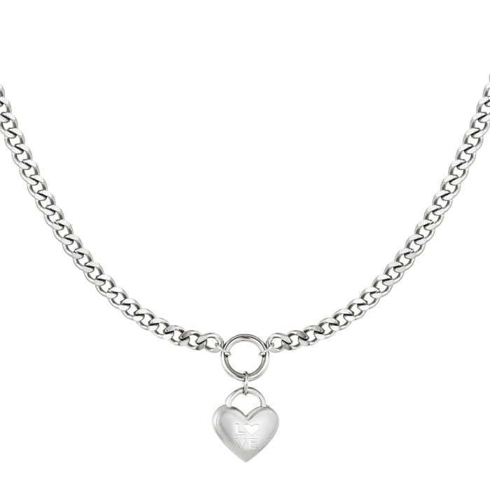 Collana Un Cuore Pieno D'Amore Colore Argento Acciaio Inossidabile 