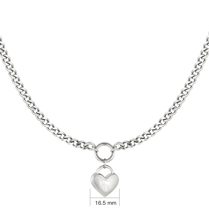 Collana Un Cuore Pieno D'Amore Colore Argento Acciaio Inossidabile Immagine3