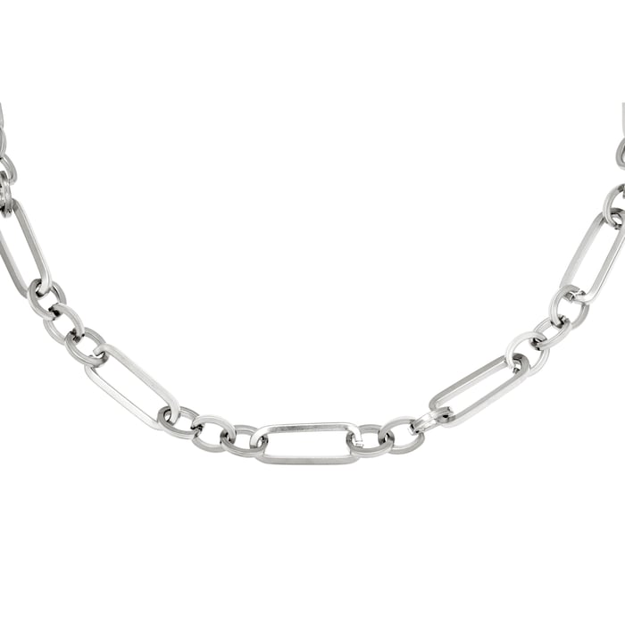 Collier Funky Chain en acier inoxydable couleur argent  