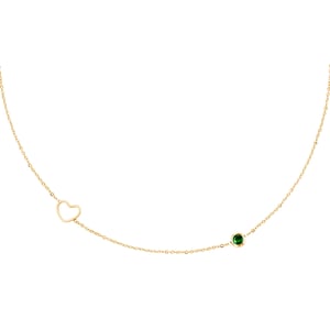 Collana con pietra portafortuna maggio colore oro verde acciaio inossidabile  h5 