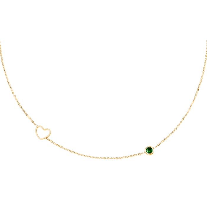 Collana con pietra portafortuna maggio colore oro verde acciaio inossidabile  