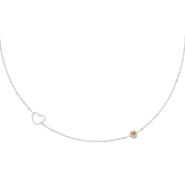 Birthstone necklace November silver color Yellow Stainless Steel 