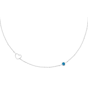 Collana con pietra portafortuna Dicembre argento Blu scuro Acciaio inossidabile  h5 