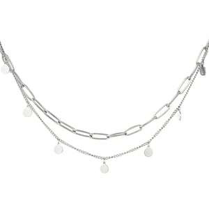 Collier chaîne cercle couleur argent h5 