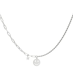 Stainless steel necklace smiley and star h5 