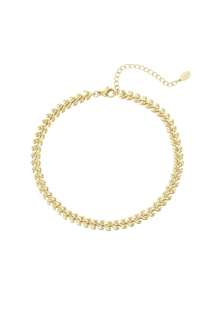 Anklet leafs Gold Color Stainless Steel 