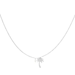 Necklace palm tree - Beach collection Silver Color Stainless Steel h5 