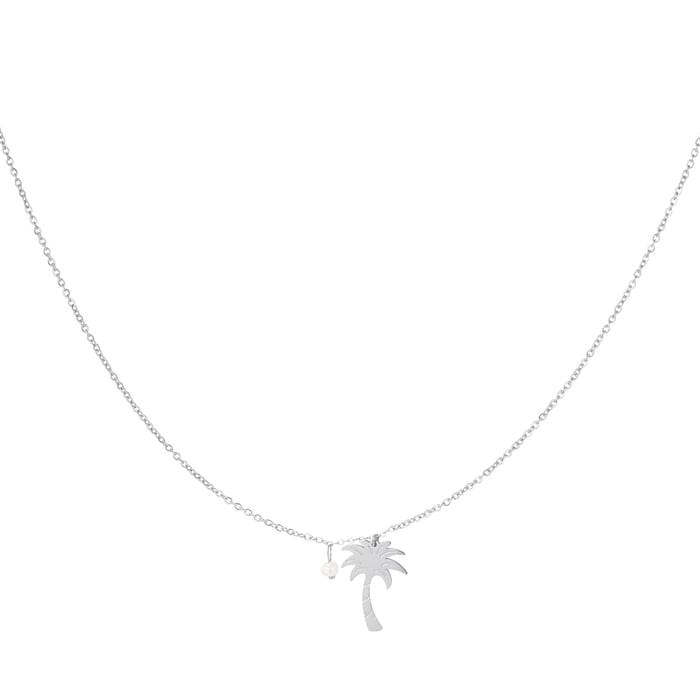 Necklace palm tree - Beach collection Silver Color Stainless Steel 