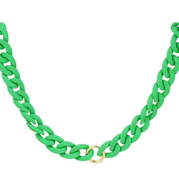 Chunky chain necklace Green & Gold Color Acrylic  