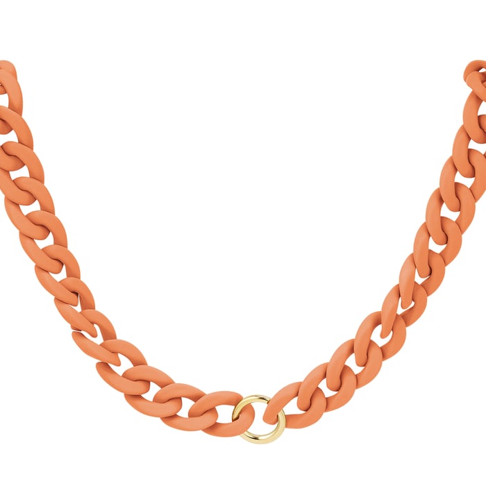 Chunky chain necklace Orange & Gold Color Acrylic 