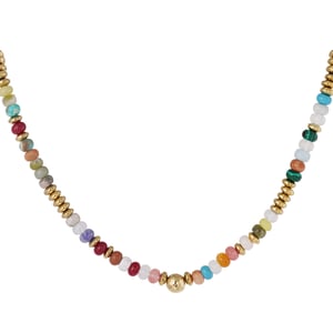 Collana con perle di pietra multicolore h5 