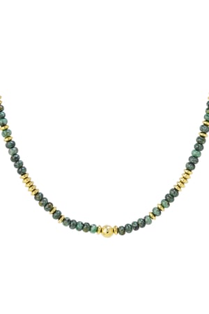 Necklace with multi-coloured stone beads - Natural stone collection Green & Gold Color Hematite h5 