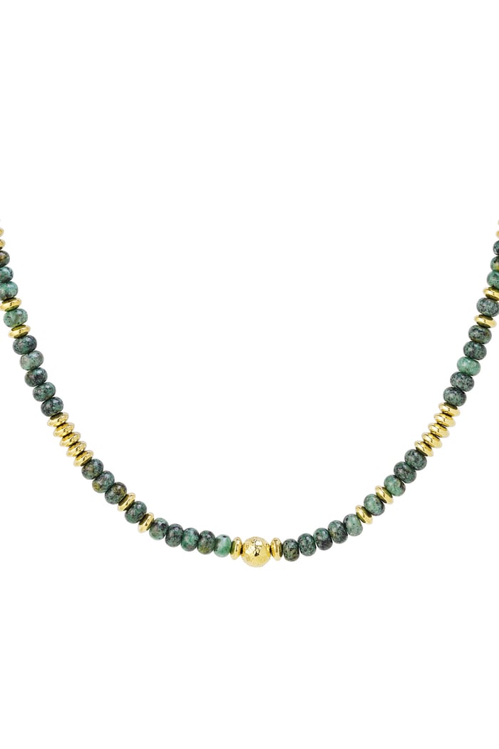 Necklace with multi-coloured stone beads - Natural stone collection Green & Gold Color Hematite 