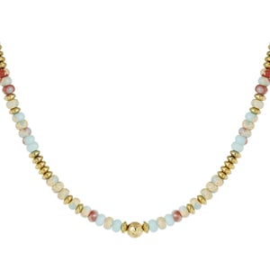 Collana con perle di pietra multicolore h5 