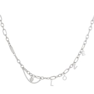 Necklace chunky love Silver Color Stainless Steel h5 