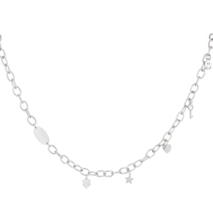 Necklace with charms Silver Color Stainless Steel h5 