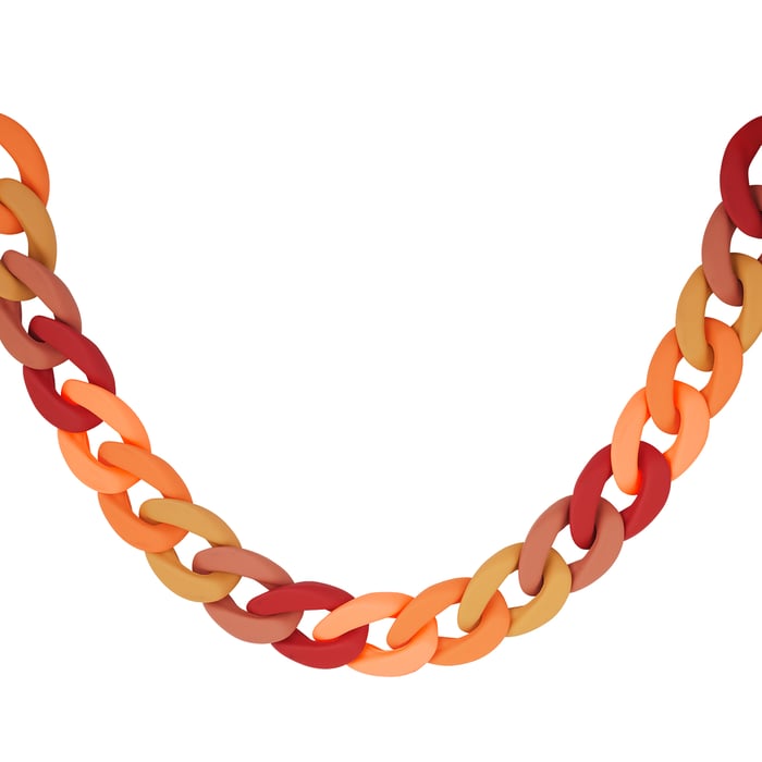 Necklace acrylic linked Orange Stainless Steel  