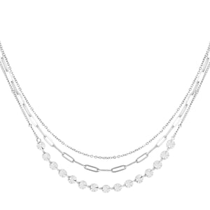 Necklace 3 layers Silver Color Stainless Steel h5 