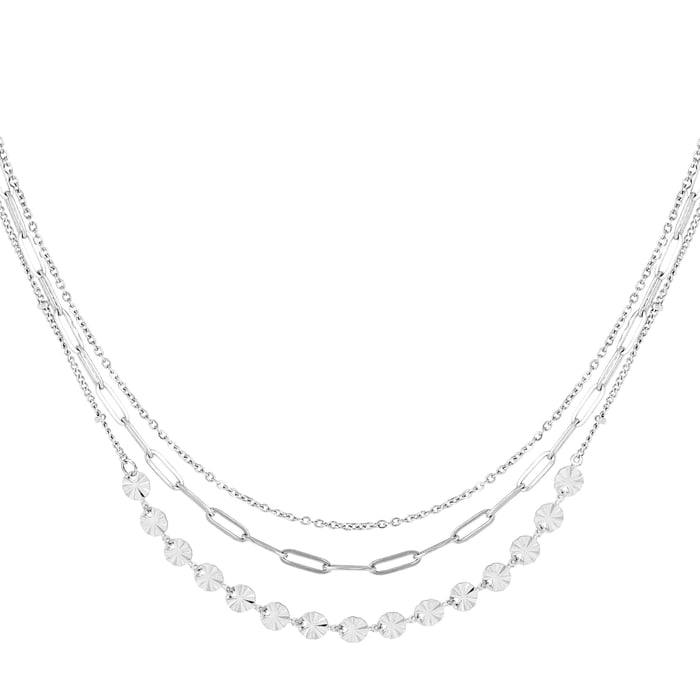 Necklace 3 layers Silver Color Stainless Steel 