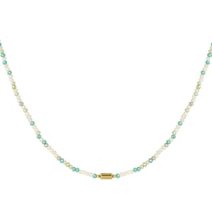 Collana mini perle di cristallo verde e Colore oro h5 